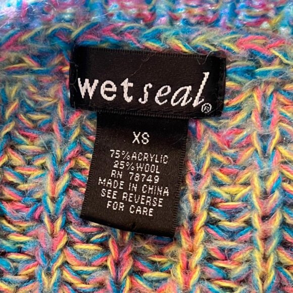 Wet Seal Chunky Knit Cardigan Sweater Pastel Womens Juniors XS Wool 80s Cottage - Picture 8 of 10
